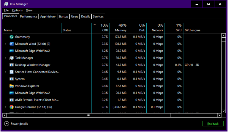 task manager dark mode not working 1