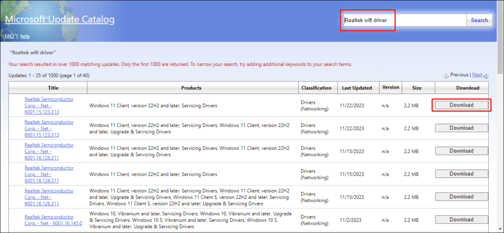 get the latest realtek wi fi driver windows 11 1