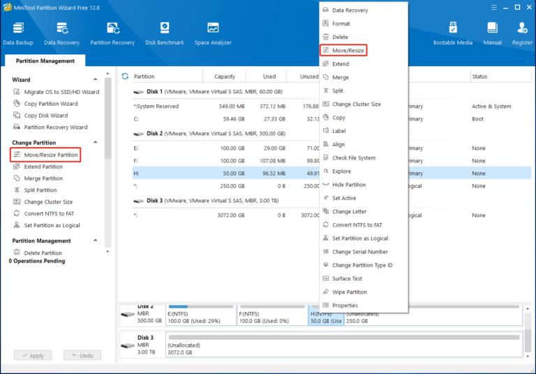 move partition to end beginning of disk 1