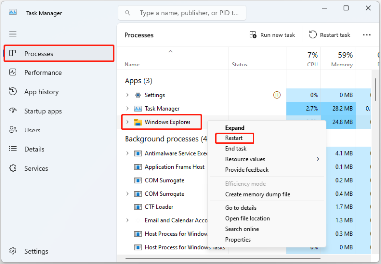 windows 11 taskbar icons showing blank 1
