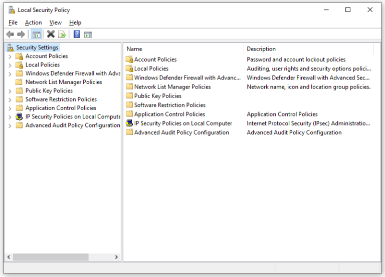 local security policy missing 1