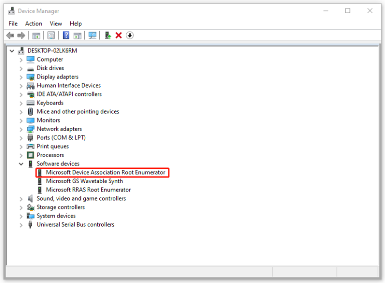 microsoft device association root enumerator 1