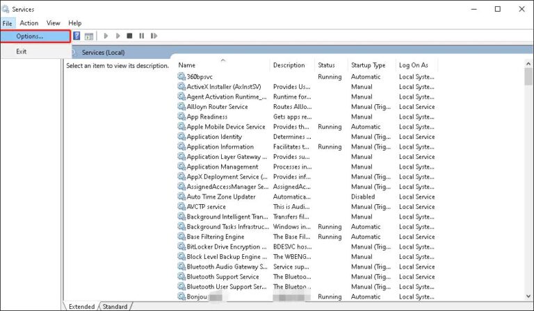 reset services.msc console 1