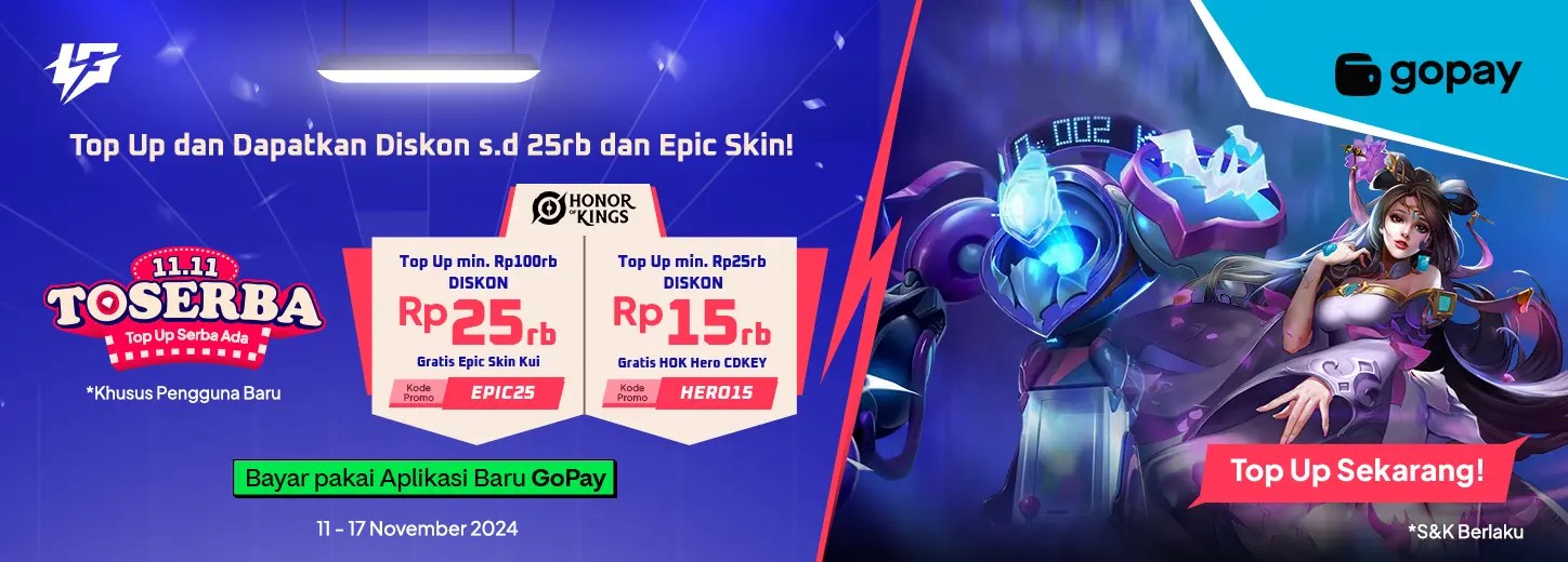 Top up HOK di Lapakgaming Diskon s.d 25rb + Gratis Epic Skin pakai Gopay! – Hobicode