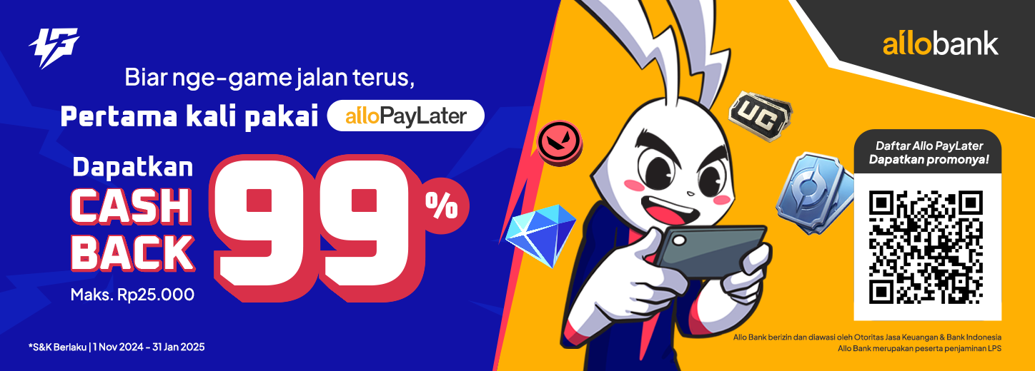 Promo Cashback 99% Hingga Rp 25.000 dengan Allo PayLater di Lapakgaming selama 1 November 2024 hingga 31 January 2025! – Hobicode