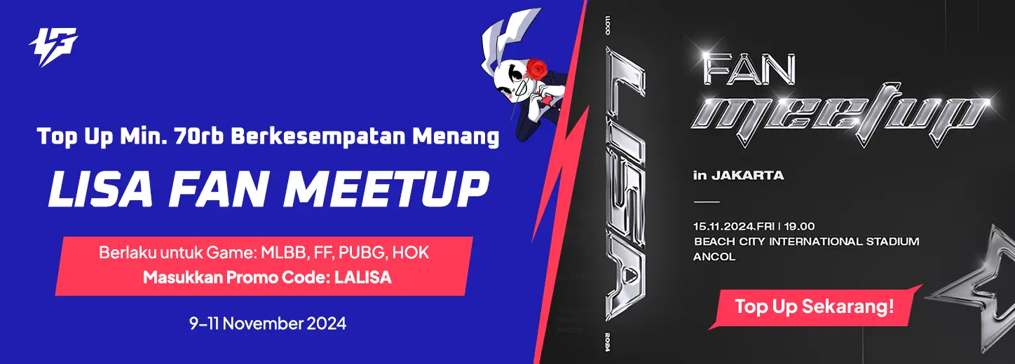 Top up minimal 70rb bisa berkesempatan menang 2 tiket LISA FAN MEETUP IN ASIA 2024 – Hobicode