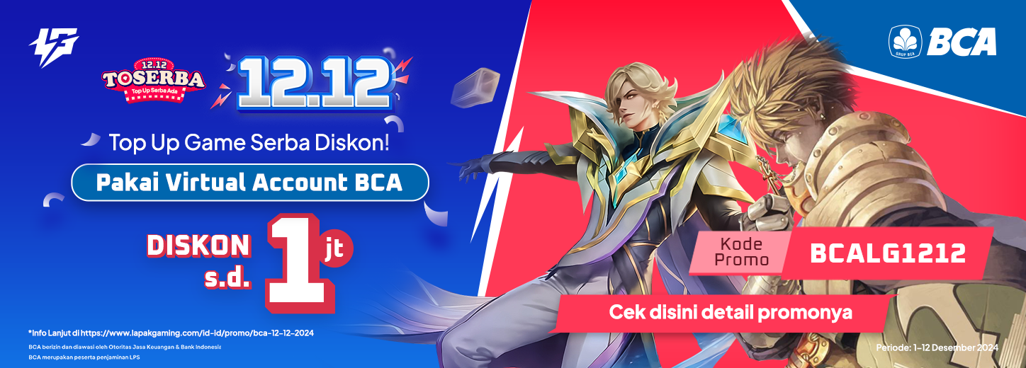 Promo BCA Lapakgaming 12.12! Diskon Top Up hingga Rp1.000.000,- untuk Virtual Account BCA – Hobicode