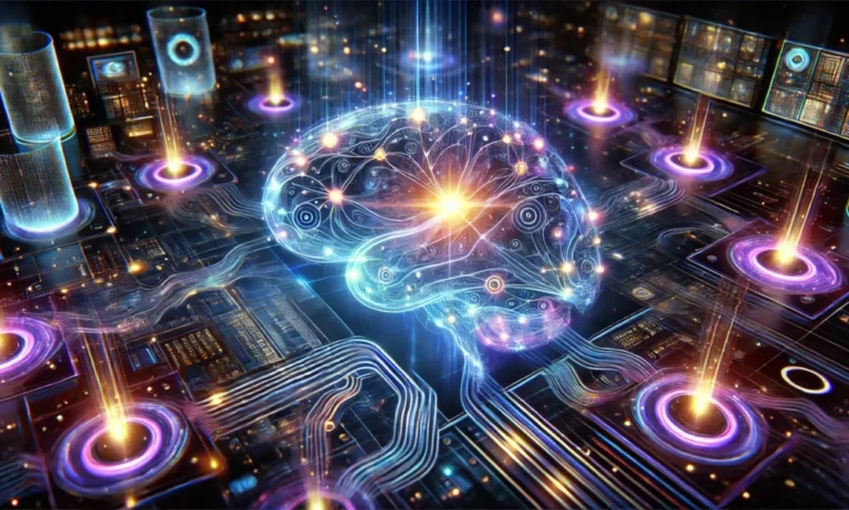 DALL·E 2024 12 13 19.31.45 A visually striking widescreen futuristic digital visualization of artificial intelligence AI with persistent memory elements. Focus on a dynamic g 1000x600