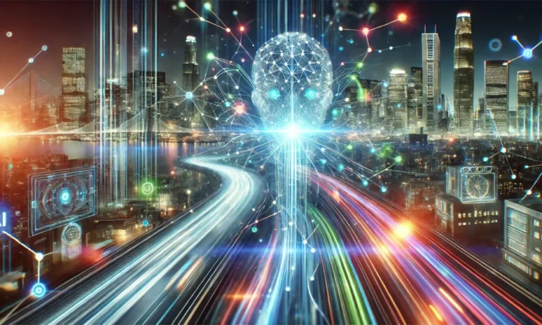 DALL·E 2024 12 19 20.18.55 A futuristic depiction of artificial intelligence revolutionized by large