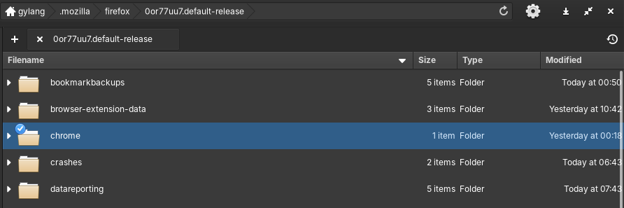 Membuat folder chrome di dalam direktori profil Firefox