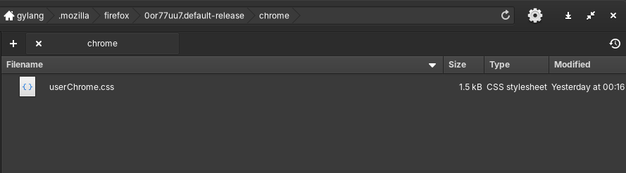 Membuat berkas userChrome.css di dalam folder chrome