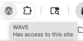 Ikon WAVE di toolbar browser dan panel samping hasil audit