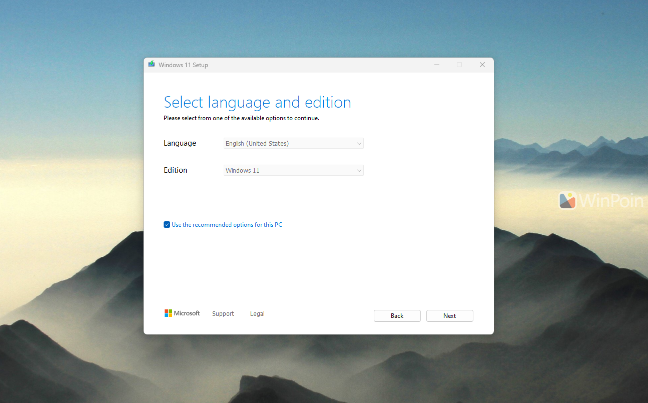 Tampilan Media Creation Tool Windows 10 untuk ISO Windows 11