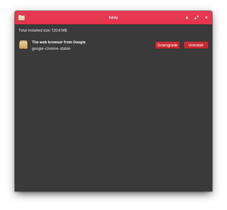Antarmuka aplikasi Eddy dengan opsi Downgrade
