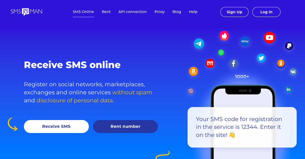 Pria menggunakan smartphone dengan notifikasi OTP, ilustrasi menyewa nomor AS