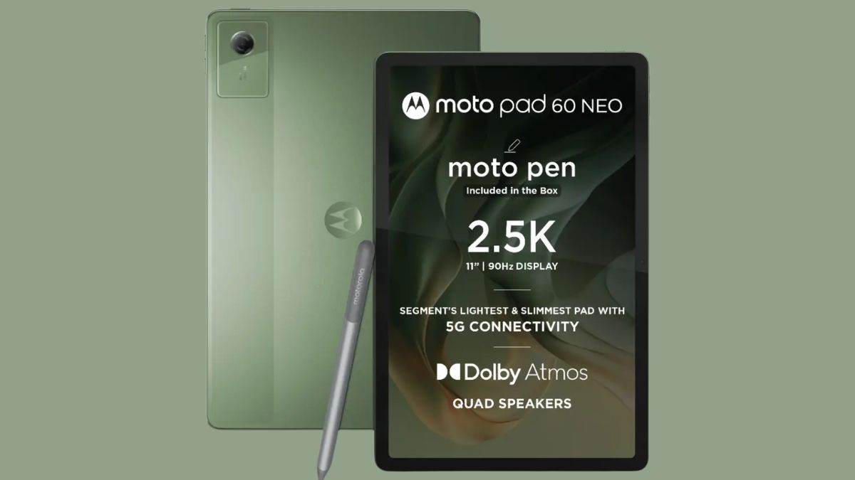 Tablet Moto Pad 60 Neo dengan layar menyala