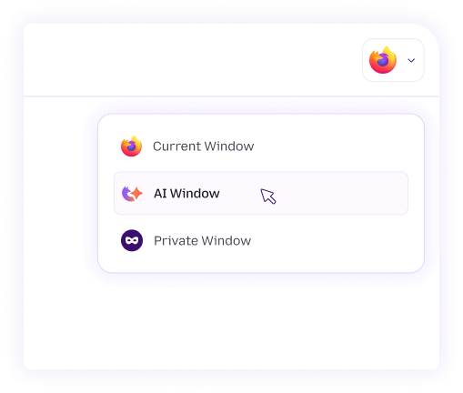 Antarmuka Firefox AI Window dengan Asisten AI terintegrasi