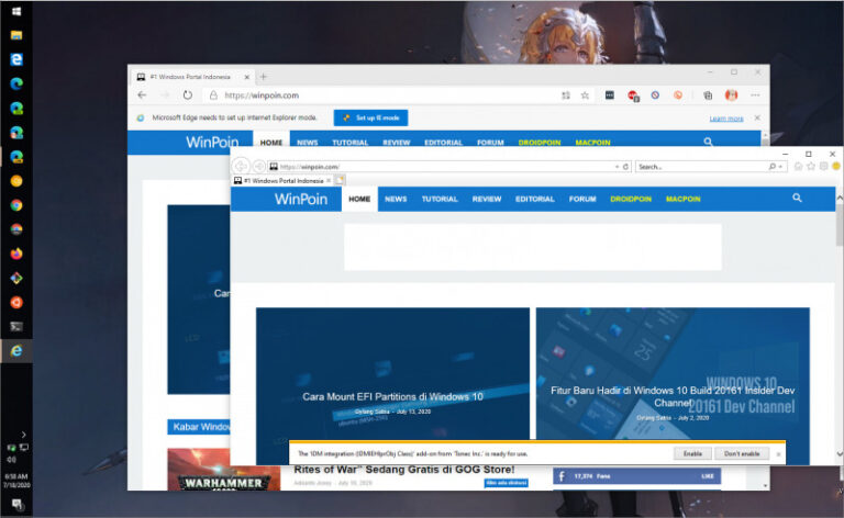 Fitur Reload Sites di Internet Explorer Mode pada Edge Canary