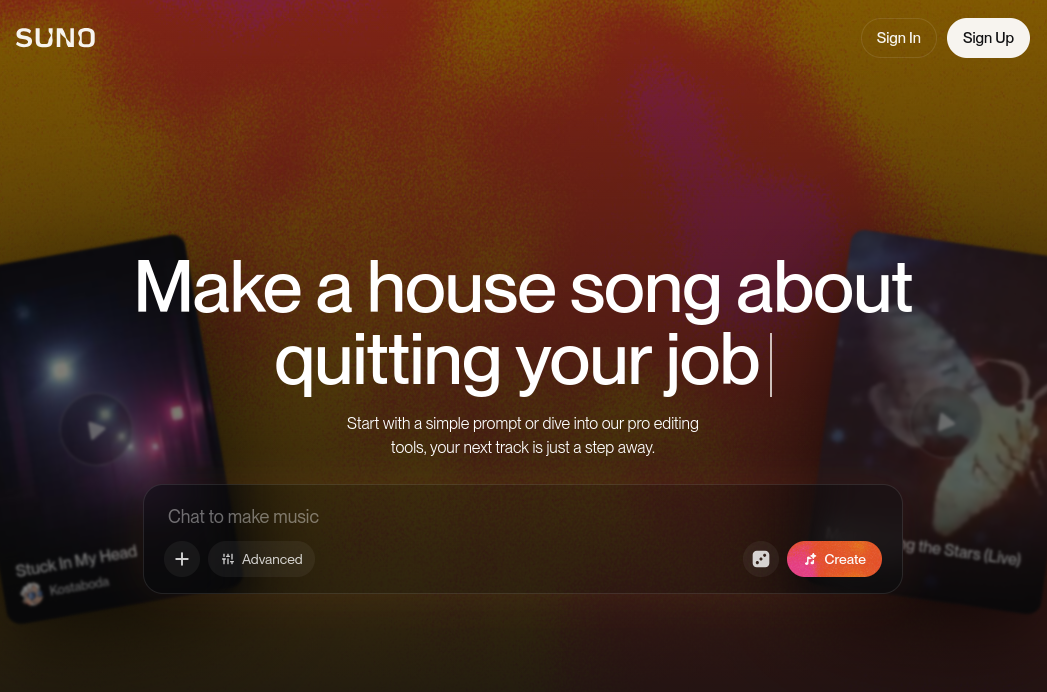 Halaman registrasi Suno AI