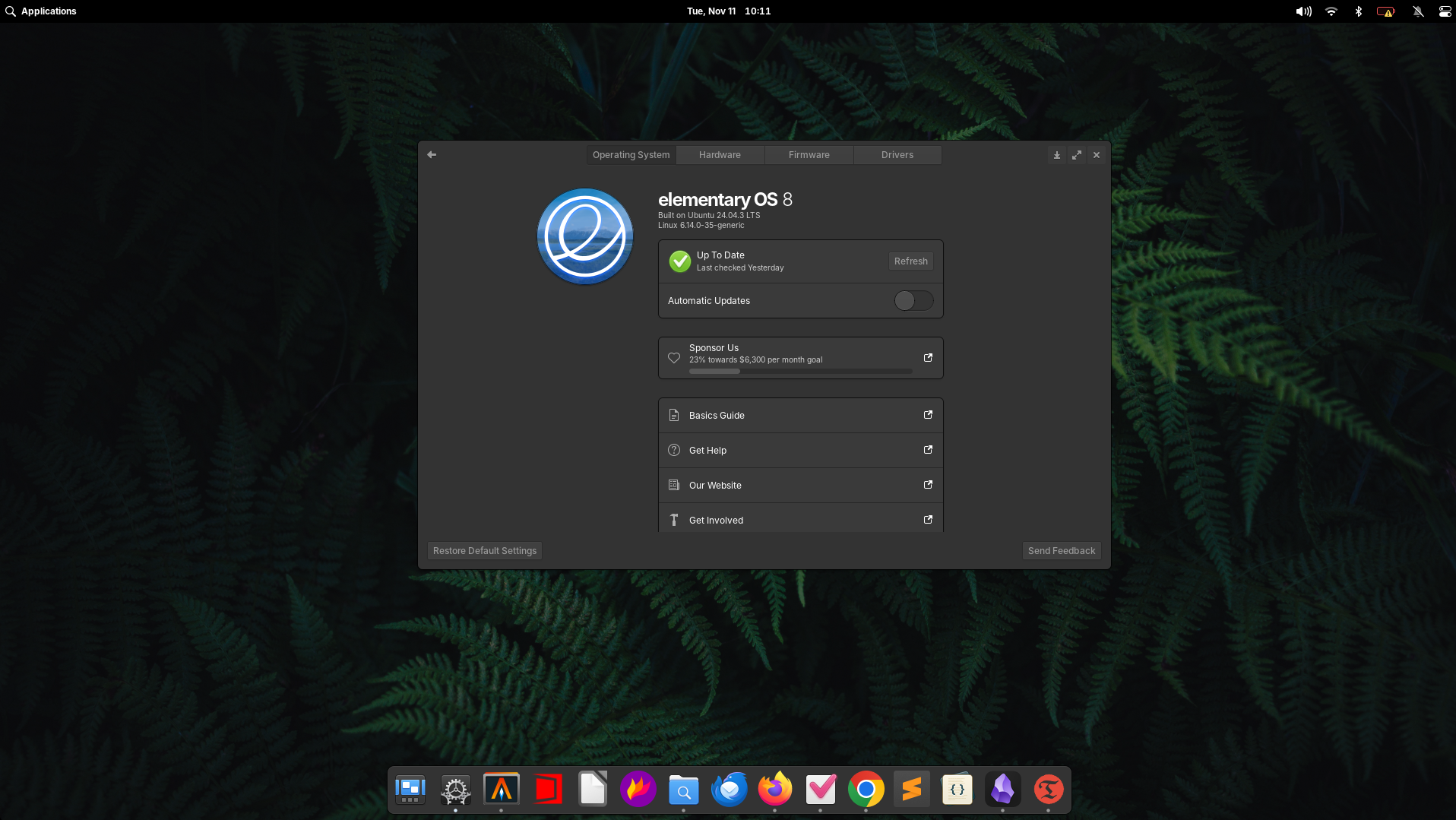 Tampilan desktop Elementary OS dengan jendela terminal terbuka