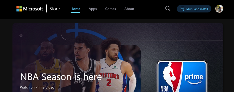 Halaman Pilihan Multi-app Install di Microsoft Store