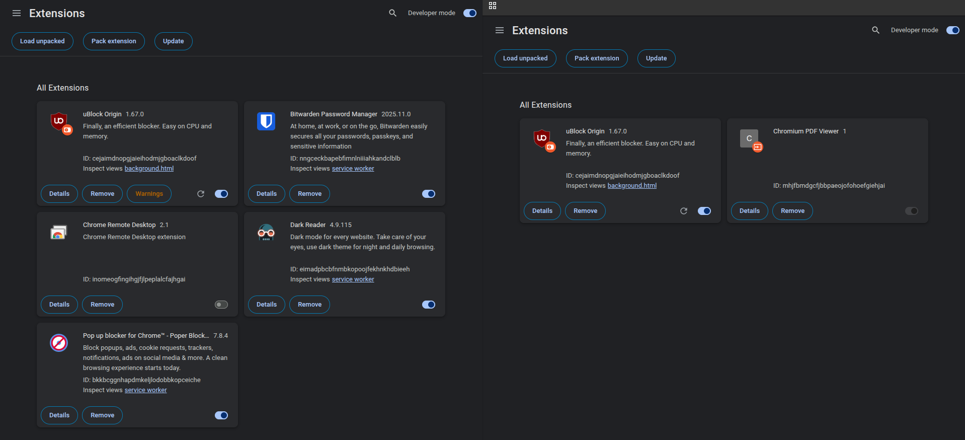 Perbandingan Google Chrome 141 dengan Ungoogled Chromium 142 tanpa peringatan uBlock Origin