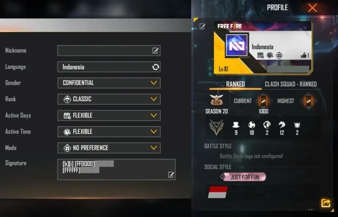 Kode Bendera Indonesia di Bio FF