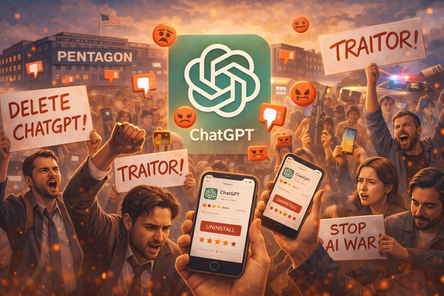 Antarmuka aplikasi ChatGPT yang mengalami lonjakan uninstall