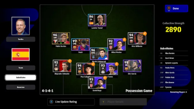 Diagram formasi 4-1-4-1 Possession Game di eFootball 2026
