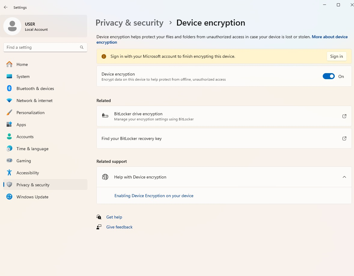 Enkripsi Perangkat Windows 11 - Panduan Lengkap Mengelola Keamanan Data Otomatis 3 Tampilan pengaturan Device Encryption di Windows 11