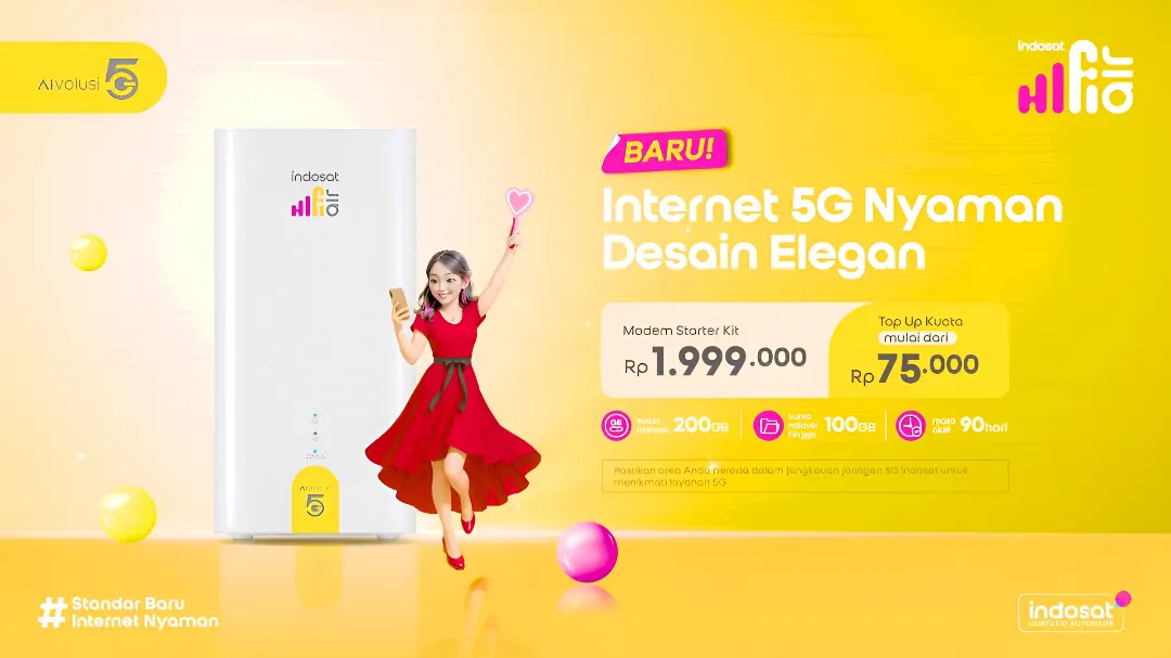 Ilustrasi keluarga menikmati internet stabil dengan Indosat HiFi Air