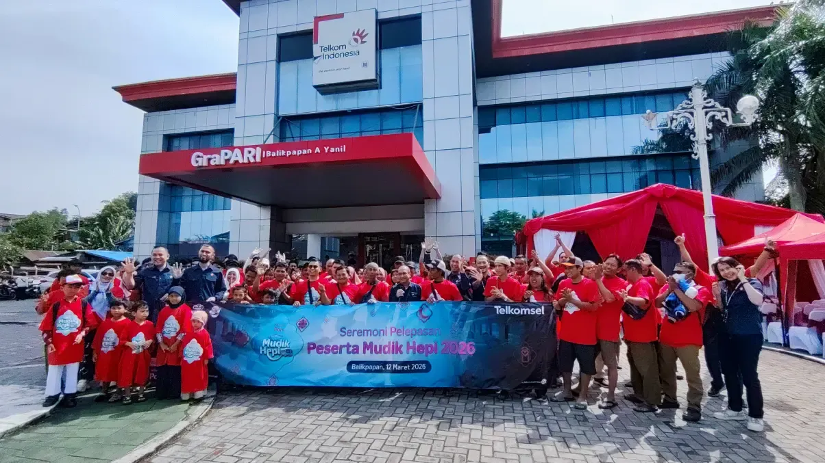 Antusiasme pemudik Telkomsel Mudik Hepi 2026 yang diberangkatkan