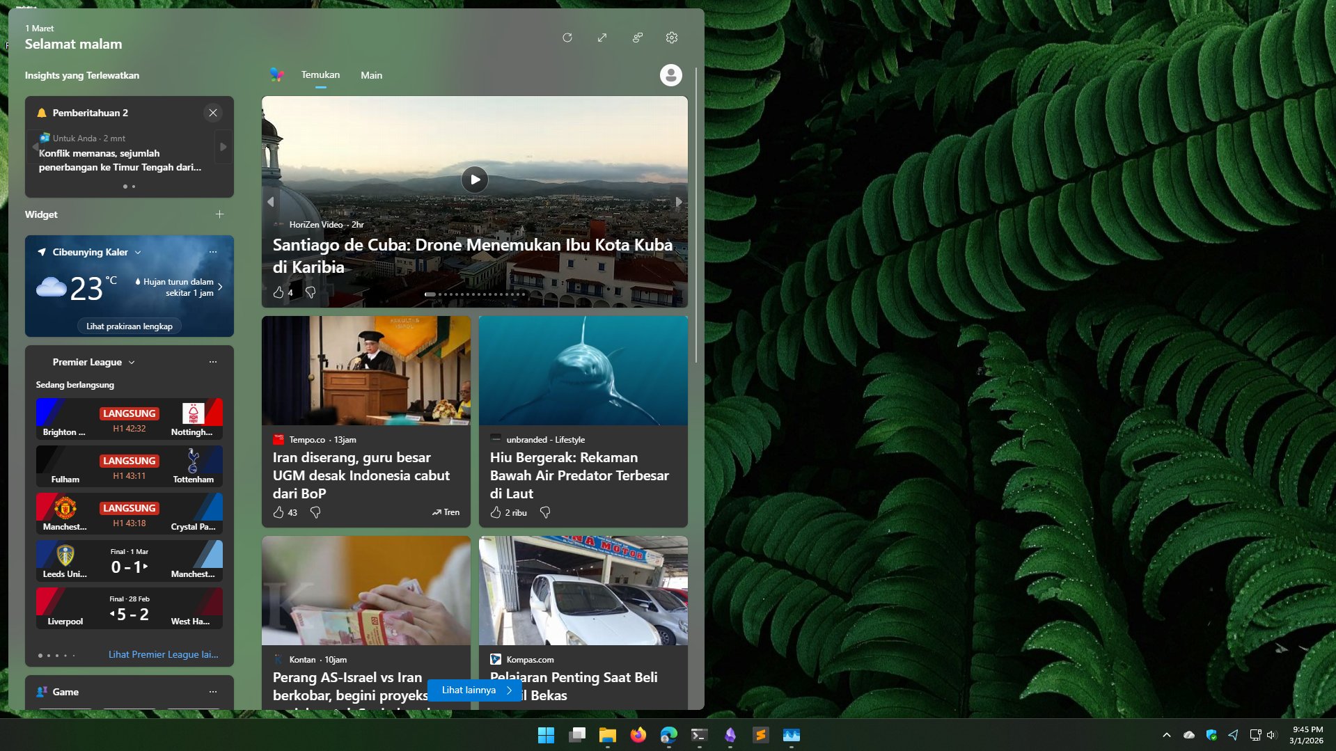 Sembunyikan News Feed Windows 11 - Cara Mudah Membuat Tampilan Widget Lebih Minimalis 2 Tampilan awal panel Widget Windows 11 dengan news feed aktif