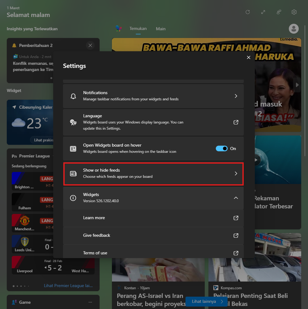 Sembunyikan News Feed Windows 11 - Cara Mudah Membuat Tampilan Widget Lebih Minimalis 3 Klik ikon profil di panel Widget Windows 11 untuk mengakses pengaturan