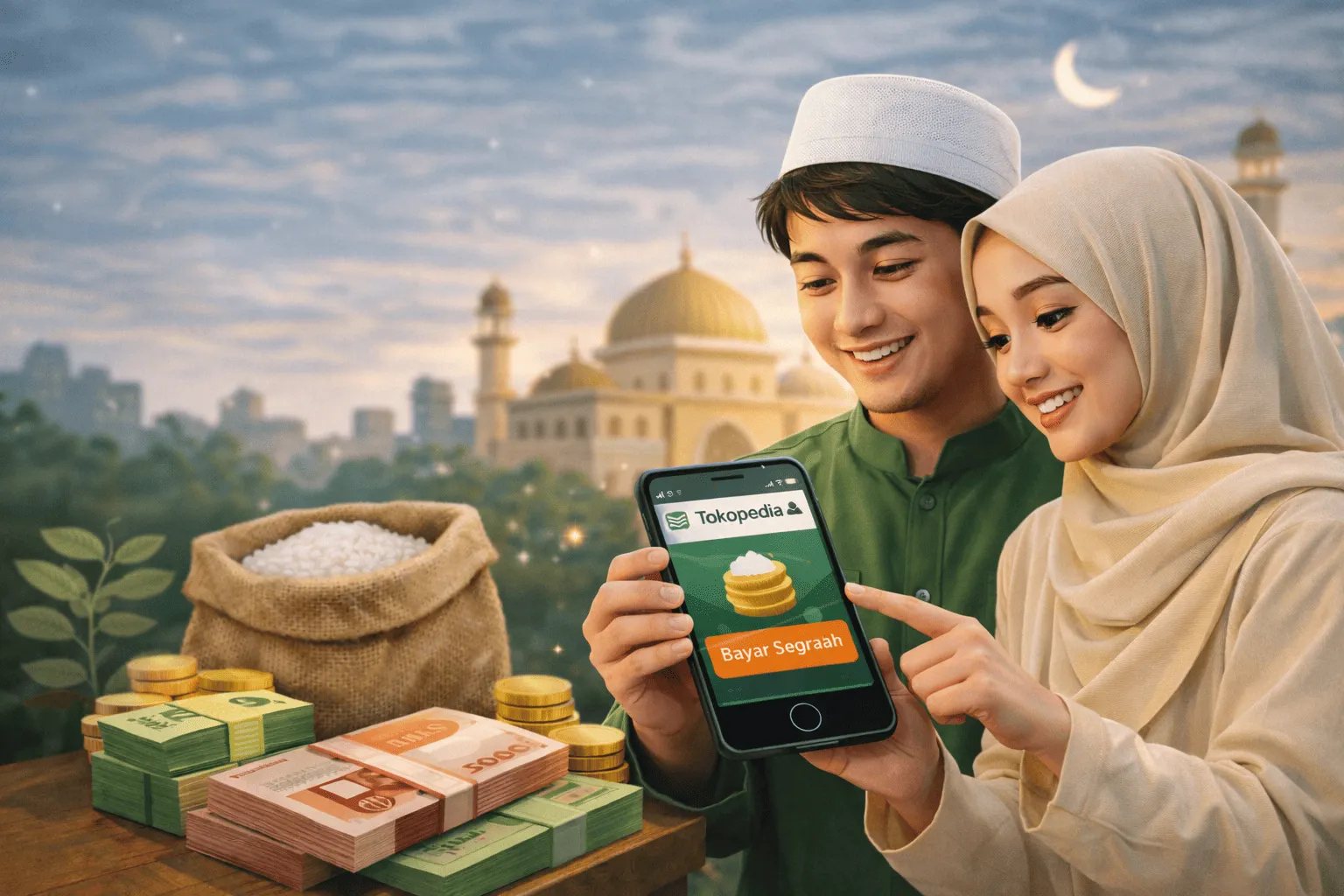 Bayar Zakat Fitrah Online Tokopedia - Panduan Lengkap Anti Ribet & Aman 2 Ilustrasi pembayaran zakat fitrah online melalui aplikasi Tokopedia