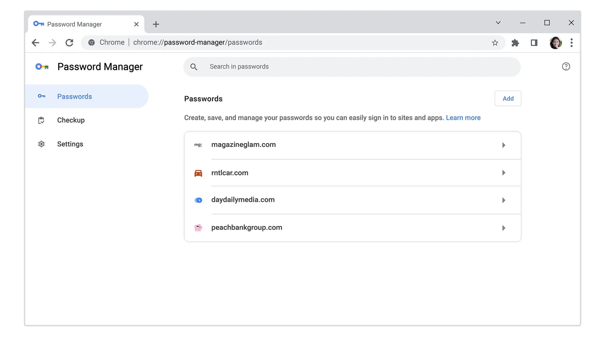 Antarmuka Google Password Manager di Android atau Chrome