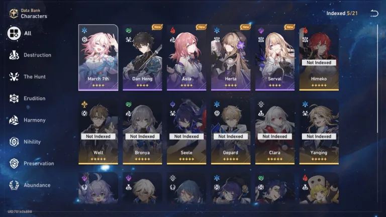 Ilustrasi berbagai karakter Honkai Star Rail dalam sebuah tier list