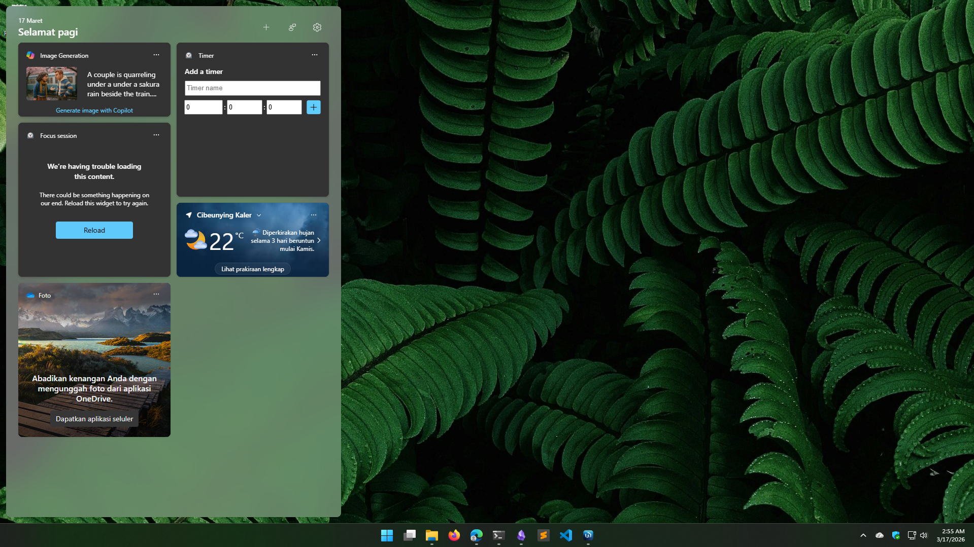 Contoh tampilan widget Windows 11 yang benar dan akurat