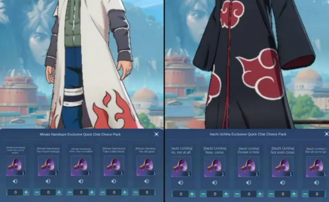 Tampilan quick chat di MLBB x Naruto 2.0