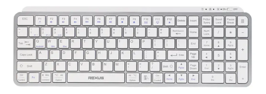 Keyboard Minimalis Low Profile Rexus KL100 - Solusi Meja Kerja Rapi & Produktif 3 Layout full-size Rexus KL100 dengan numpad dan tombol navigasi lengkap