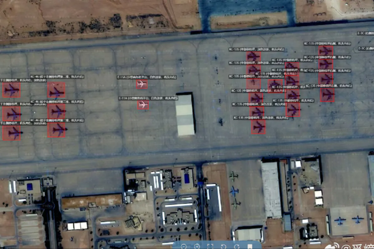 Citra satelit yang menunjukkan pangkalan militer AS di Timur Tengah, diduga digunakan Iran untuk analisis target dengan AI China