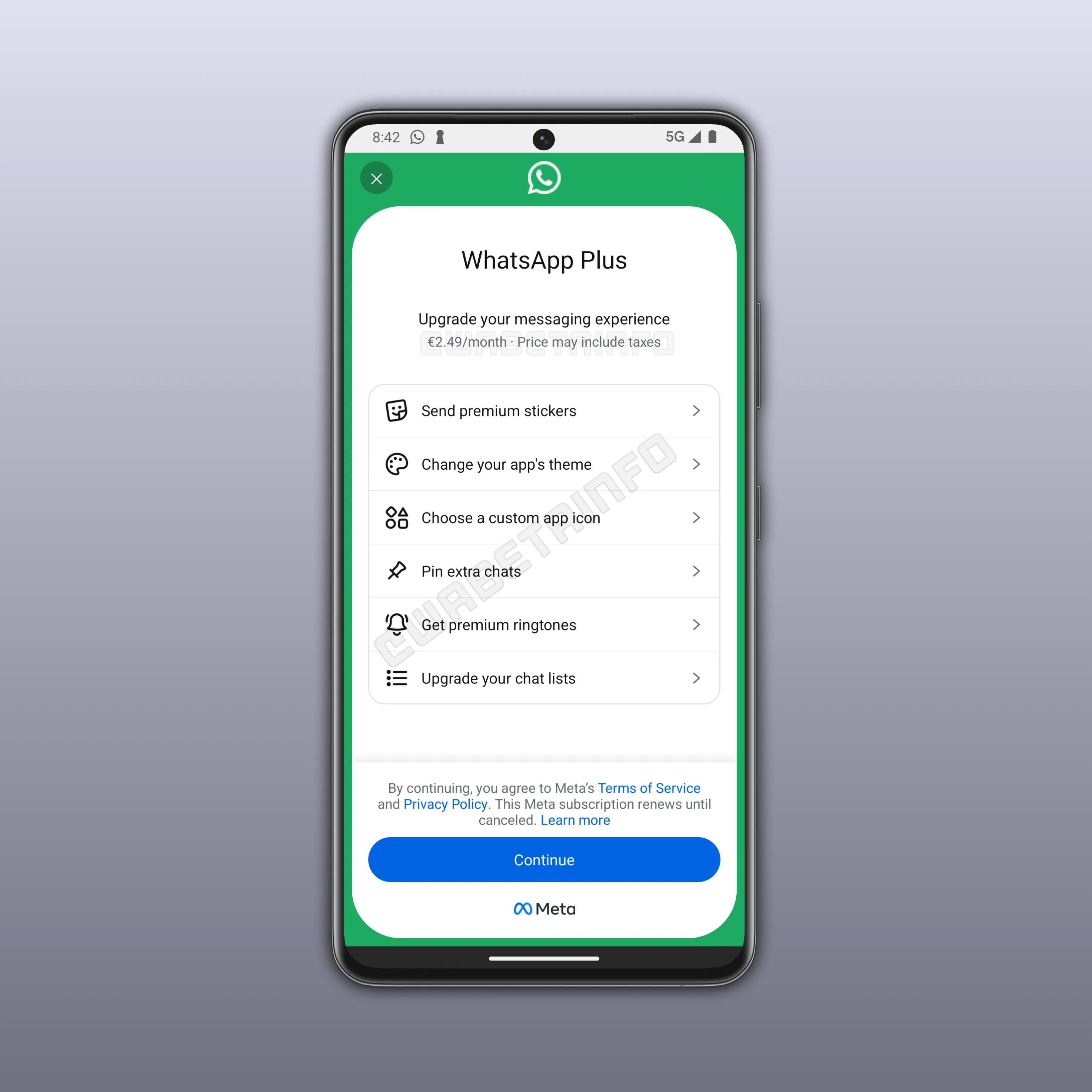 Ilustrasi logo WhatsApp Plus dengan fitur premium
