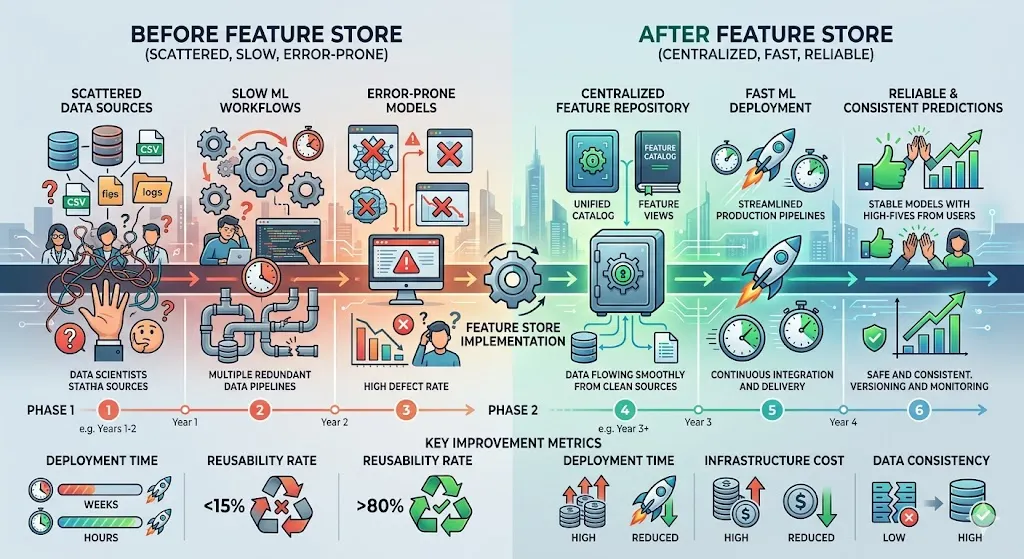 Peran Feature Store dalam MLOps - Kunci Sukses Operasional AI Sagara 3 Tim data science berkolaborasi dengan Feature Store