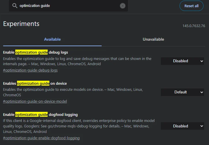 Tampilan folder OptGuideOnDeviceModel di Google Chrome yang berisi file AI lokal