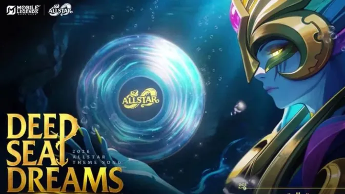Karakter biru dengan mahkota emas memegang orb bercahaya Allstar di tema Deep Sea Dreams