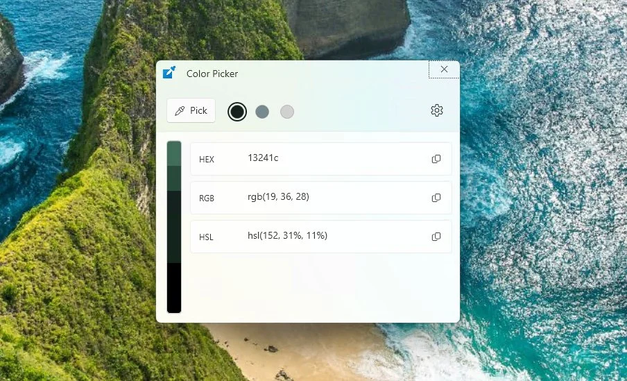 Penggunaan fitur Color Picker PowerToys