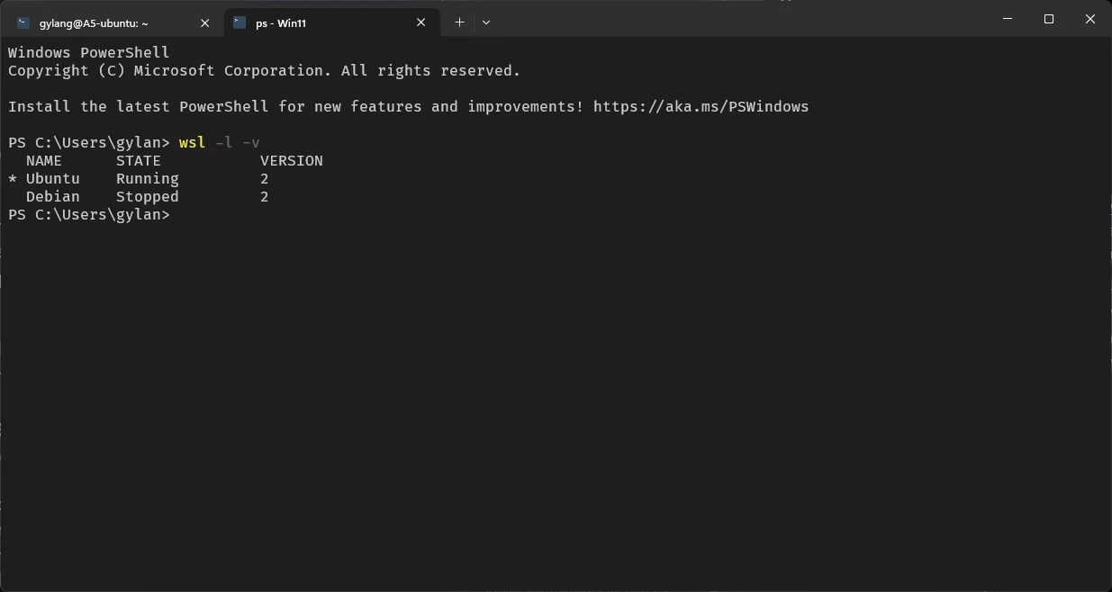Tampilan antarmuka command line Linux di WSL