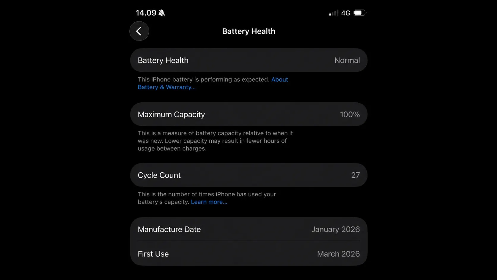 iPhone menunjukkan persentase battery health