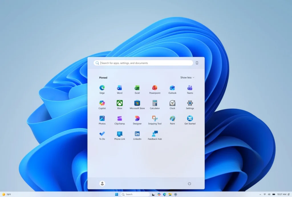 Contoh Start Menu Windows 11 yang terlalu besar