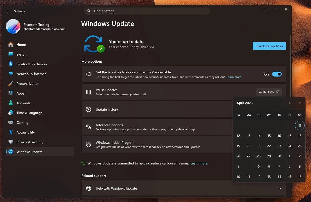 Fleksibilitas Update Windows - Microsoft Kini Lebih Peka Terhadap Kebutuhan Pengguna 4 Antarmuka menu Pause Update di Windows 11